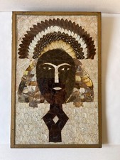 TABLEAU MASQUE AFRICAIN VINTAGE AILES DE PAPILLONS AFRICANISME