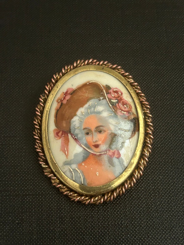Broche antique portrait femme - broche,