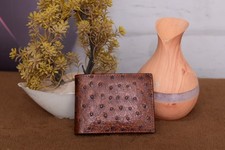 Portefeuille rustique pour homme en cuir d’autruche | fait main à deux volets...