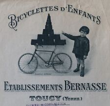 Traite facture TOUCY 1927 Bicyclette d'enfants BERNASSE vélo bike illustrée 157