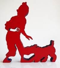 sculpture TINTIN & MILOU bd POP street ART graffiti Animé paint par Spyddy