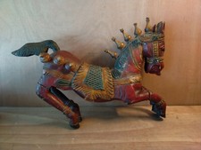 CHEVAL EN BOIS ARTISANAL INDIEN ANCIEN