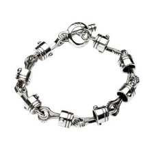 Bracelet piston moto en argent sterling 925 Biker Harley Rider Chopper