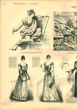 Gravure ancienne art et modes 1889 dessin de E. Dupain issue du livre