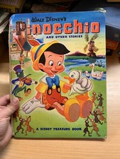 Rare 1953 Walt DE DISNEY Pinocchio Illustrée Fiction Énorme Livre Cartonné (P3)