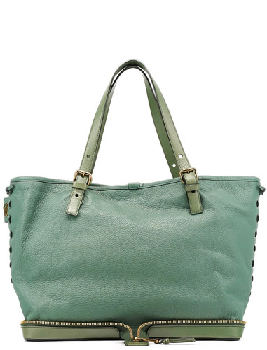 Emerald green leather zipper - leather,
