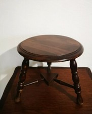Vintage Tabouret Tripode En Bois Porte Plante Hauteur 29 cm
