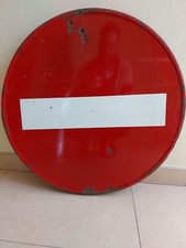 Panneau De Signalisation Tole Émaillé Sens Interdit Diamètre 70 Cm 1964