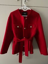 Veste / Manteau Maje, rouge, boutons dorés, ceinture, taille 34 / XS