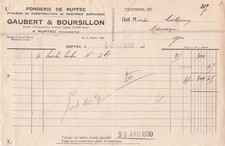 16 RUFFEC fondeur GAUBERT BOURSILLON 1930 outils