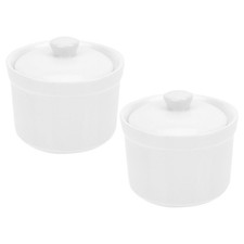  2 Pcs Bol A Soupe Avec Couvercle Casserole En Céramique Soupière Blanche