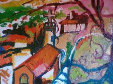 huile sur toile 41x33 chapelle