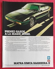 Publicité de presse:  AUTOMOBILE MATRA SIMCA BAGHEERA X