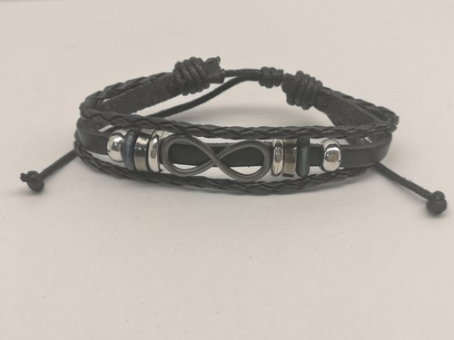 Bracelet réglable cuir noir