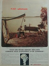 PUBLICITE JOHNSON MOTEUR BATEAU PECHEUR PECHE CAMPING DE 1966 AD PUB VINTAGE