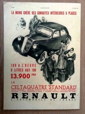 Publicité de 1936 - RENAULT automobile Celtaquatre Standard 100 à l'heure - 2130