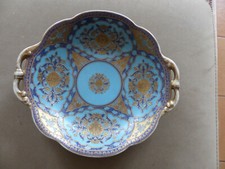 Assiette Noritake bleu-turquoise et or 1930