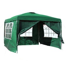 Tonnelle de jardin 3x3m Verte Panneaux latéraux amovibles Festivités Camping