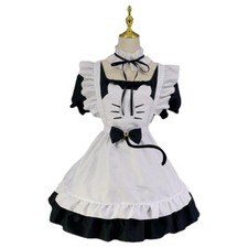 Femme Serveuse Soubrette Costume Ruche Robe Ensemble Cosplay Chat Style Japonais
