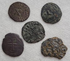 Joli Lot de 5 Monnaies Féodales/ Royales Billon à Classer