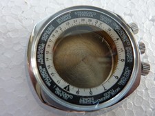 BOITIER EN METAL CHROME POUR MONTRE HOMME MECANIQUE STYLE PLONGEE 3 COURONNES