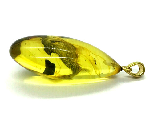 Pendentif ambre avec insectes - pendentif,