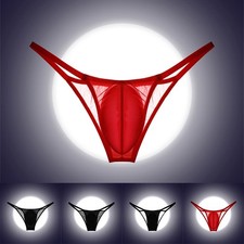 Hommes Extra Fin Maille Lingerie Renflement Pochette Basse String Mini Slip Sous
