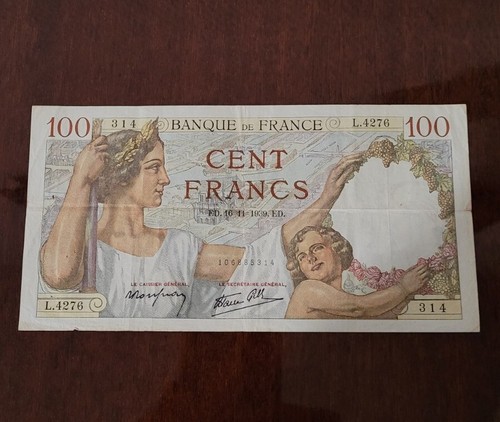 Ancien billet cent 100 francs - billet,