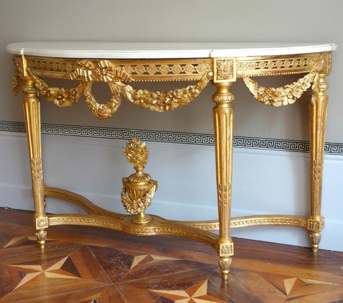 Console demi lune - demi-lune, doré