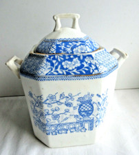 Sucrier carré modèle Dentelle de Lunéville, en bleu