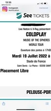 DEUX billets concert coldplay