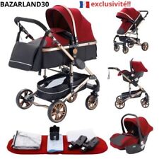 Poussette Combinée 3 en 1 Siège-Auto Nacelle Trio Réversible Réglable . Rouge
