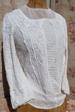 ANCIEN CORSAGE CHEMISIER en TULLE BRODÉ et DENTELLE au lacet vers 1900