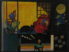 tableau huile signé clin d'oeil à Hopper, par la peintre Kathleen Bonnet