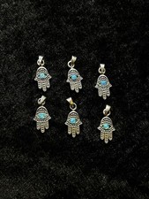 Lot 6 pendentifs Hamsa Argent