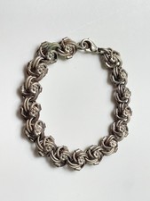 ANCIEN Bracelet Argent Fleurs ANTIQUE Sterling Silver Flowers Armband