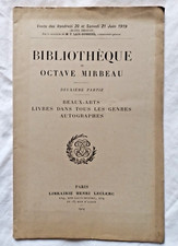 Catalogue de Vente : Bibliothèque d' Octave Mirbeau Partie 2 ed Leclerc 1919