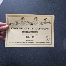 meccano NOTICE CONSTRUCTEUR D'AVION n° 0  1,10 francs originale