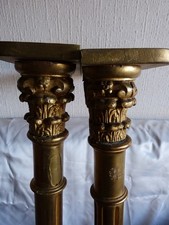 Paire de colonne ancienne corinthienne en bois sculpté doré 19 siècle XIX