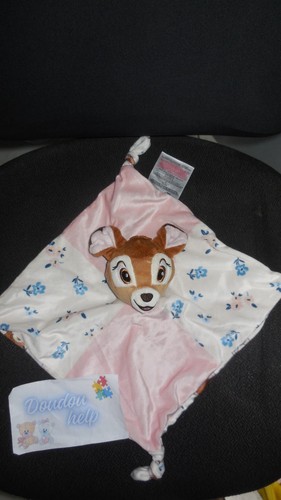 Doudou plat bambi faon - doudou, rose