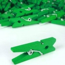 50 Mini PINCE 2,5cm  à Linge Bois VERT Décoration de Table Mariage Baptême fête