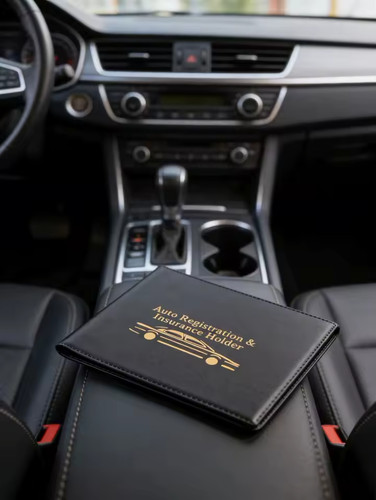 Porte carte grise assurance - grise, et