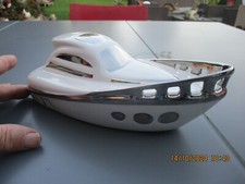 Joli Ancien Bateau Hors Bord Faïence Création Bord de Mer  "Casablanca "