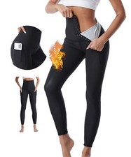 Pantalon de Sudation Femmes avec Poches Sauna Legging Anti Cellulite Legging ...
