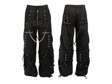 Pantalon en coton clouté gothique punk : pantalon baggy Cyber Chain avec...
