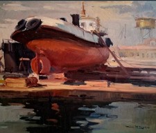 Tableau Huile Paysage Marin