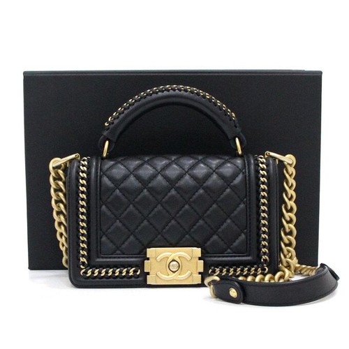 Chanel sac main boy cuir - chanel, en