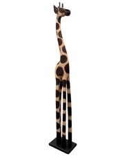 Statue Girafe debout 100cm en bois, déco africaine