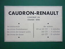 6/1939 PUB CAUDRON RENAULT AVIONS ECOLE CHASSE TRANSPORT MOTEURS ORIGINAL AD