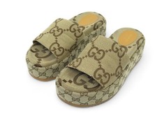 CHAUSSURES GUCCI 623212 MULES A PLATEFORME SLIDE GG 38 IT 39 FR SANDALES 595€